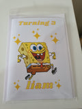 Sponge Bob character birthday card, Customised cards at CamieRoseUK