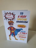 Happy birthday grandson super hero card, handmade card