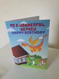 Dinosaur birthday scene card for a nephew, handmade cards