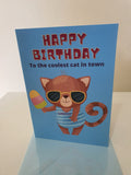 Coolest cat birthday card, funny cards, handmade, CamieRoseUK