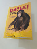 Chimp birthday card for an uncle, funny cards, handmade at CamieRoseUK