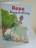 Princess Tiana birthday card, handmade, CamieRoseUK