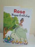 Princess Tiana birthday card, handmade, CamieRoseUK