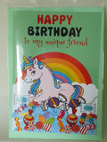 Unicorn birthday card,  card for a unique friend, handmade card