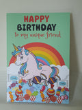 Unicorn birthday card,  card for a unique friend, handmade card