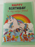 Unicorn birthday card,  card for a unique friend, handmade card