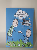 Happy birthday card, friendship cards, stick man funny cards for him