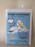 Funny congratulations card, welcome to the world of smelly nappies,(10 per pack) wholesale