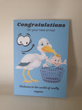 Funny congratulations card, welcome to the world of smelly nappies,(10 per pack) wholesale