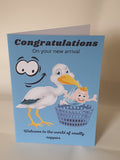 Funny congratulations card, welcome to the world of smelly nappies,(10 per pack) wholesale