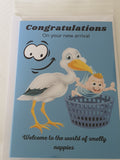 Funny congratulations card, welcome to the world of smelly nappies,(10 per pack) wholesale