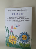 Sympathy card for friend, thinking of you, CamieRoseUK