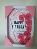 Luxury boxed birthday card, Simply peachy, CamieRose design, handmade cards