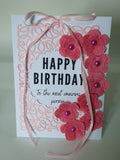 Luxury boxed birthday card, Simply peachy, CamieRose design, handmade cards