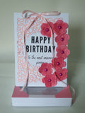 Luxury boxed birthday card, Simply peachy, CamieRose design, handmade cards