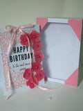 Luxury boxed birthday card, Simply peachy, CamieRose design, handmade cards