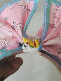 Unicorn theme - handmade mouse ears headband.