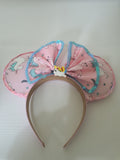 Unicorn theme - handmade mouse ears headband.