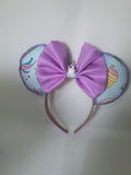 Purple unicorn theme mouse ears headband