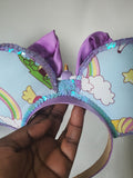 Purple unicorn theme mouse ears headband