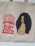 Powerful woman in the making personal shopper, motivational tote bags