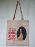 Powerful woman in the making personal shopper, motivational tote bags