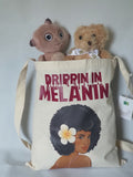 Dripping in Melanin tote bag, empowered totes, CamieRoseUK