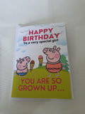 Peppa pig birthday cards, CamieRoseuk, personalised peppa pig cards