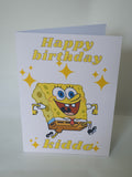 Sponge Bob square pants birthday card, CamieRoseUK, personalised cards