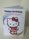 Hello kitty birthday card for a daughter, handmade cards, CamieRoseUK