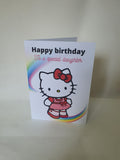 Hello kitty birthday card for a daughter, handmade cards, CamieRoseUK