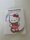 Hello kitty birthday card for a daughter, handmade cards, CamieRoseUK