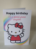 Hello kitty birthday card for a granddaughter, handmade cards, CamieRoseUK