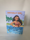 Moana birthday card, birthday girl, CamieRoseUK handmade