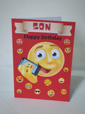 Emoji birthday card for son,  CamieRoseUK, wholesale, (Pack of 10)