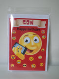 Emoji birthday card for son,  CamieRoseUK, wholesale, (Pack of 10)