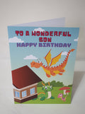 Dinosaur scene birthday card, handmade cards for son, customised cards, CamieRoseUK