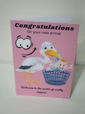 Funny congratulations card, welcome to the world of smelly nappies,(10 per pack) wholesale