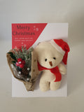 Cute luxury box Christmas card, Camieroseuk, teddy and bouquet