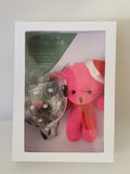 Christmas card, teddy and bouquet, Camieroseuk