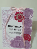 Luxury birthday boxed card, handmade, Camieroseuk Ribbon cards