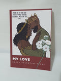 Valentine day cards at CamieRoseUK, black couples cards, customised cards