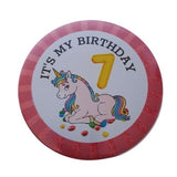 75mm unicorn theme birthday badge, CamieRoseUk, milestones