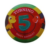 Turning 5, Jamaican theme button badge, CamieRoseUk, customised badges