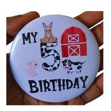 Cow print birthday badge, CamieRoseUK, handmade buttons, wholesale (Packs of 10)