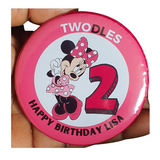 75mm minnie mouse birthday badge, CamieRoseUk, milestone badges