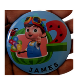 Tom Tom customised CoComelon 75mm birthday badge, Camieroseuk