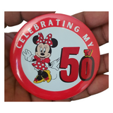 Minnie mouse birthday badge, 75mm, CamieRoseUk, milestone badges